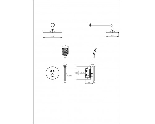 Душевая система с термостатом встраиваемая WONZON & WOGHAND, Брашированное золото (WW-D2017-A-BG)