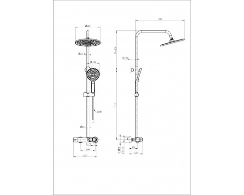 Приобрести Душевая система с термостатом WONZON & WOGHAND, Черный матовый (WW-B2091-A-MB) в магазине сантехники Santeh-Crystal.ru
