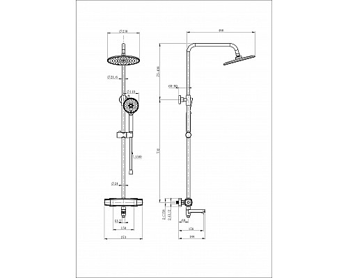 Душевая система с термостатом WONZON & WOGHAND NEO, Брашированное золото (WW-B3035-A3- BG)