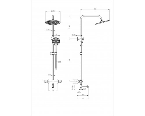 Приобрести Душевая система с термостатом WONZON & WOGHAND, Хром (WW-B3031-A2-CR) в магазине сантехники Santeh-Crystal.ru