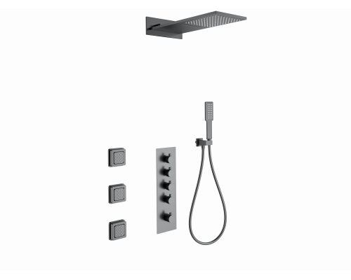Душевая система с термостатом встраиваемая WONZON & WOGHAND, Темный графит (WW-D4100-BGG)