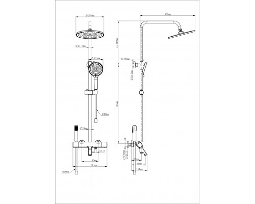 Душевая система с термостатом WONZON & WOGHAND, Черный матовый (WW-B3094-MB)