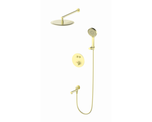 Душевая система с термостатом встраиваемая Wonzon & Woghand, Брашированное золото (WW-88929010-BG)
