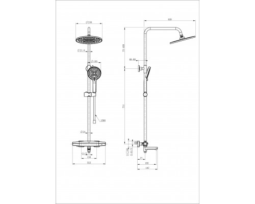 Приобрести Душевая система с термостатом WONZON & WOGHAND, Темный графит (WW-B3046-A1-BGG) в магазине сантехники Santeh-Crystal.ru