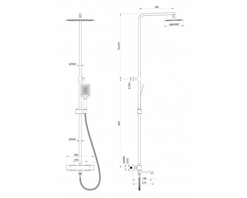 Заказать Душевая система с термостатом WONZON & WOGHAND, Хром (WW-88739901-CR) в магазине сантехники Santeh-Crystal.ru
