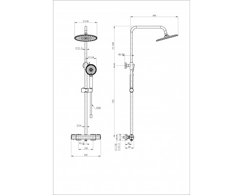 Заказать Душевая система с термостатом WONZON & WOGHAND, Черный матовый (WW-B3051-A-MB) в магазине сантехники Santeh-Crystal.ru