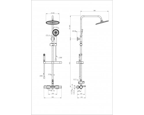Заказать Душевая система с гигиеническим душем и термостатом WONZON & WOGHAND, Брашированное золото (WW-C3017-A1-BG) в магазине сантехники Santeh-Crystal.ru