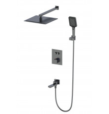 Душевая система с термостатом встраиваемая WONZON & WOGHAND, Темный графит (WW-88929003-BGM)