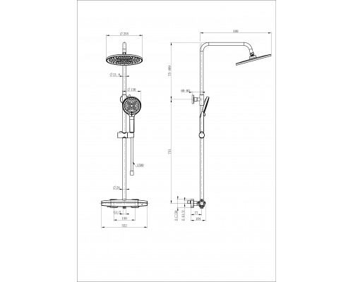 Заказать Душевая система с термостатом WONZON & WOGHAND, Черный матовый (WW-B3045-A-MB) в магазине сантехники Santeh-Crystal.ru