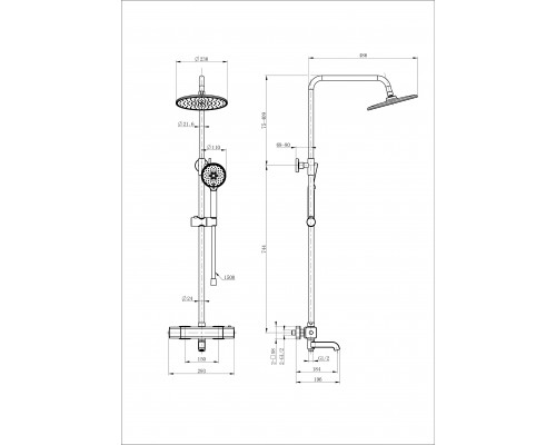 Заказать Душевая система с термостатом WONZON & WOGHAND, Черный матовый (WW-A3007-T1-MB) в магазине сантехники Santeh-Crystal.ru