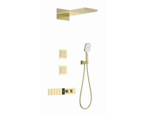 Душевая система с термостатом встраиваемая WONZON & WOGHAND, Брашированное золото (WW-D4538-A-BG)