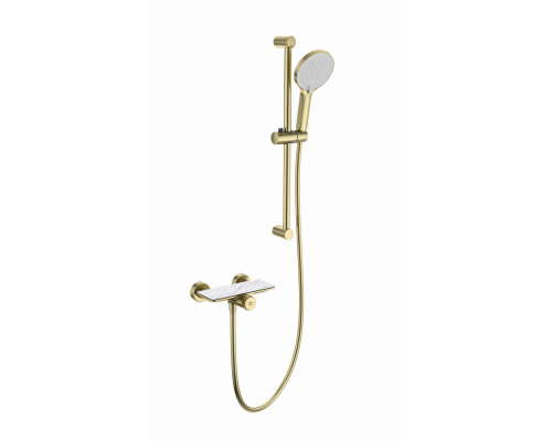 Смеситель для душа с гарнитуром WONZON & WOGHAND, Брашированное золото (WW-B2052-A-BG)