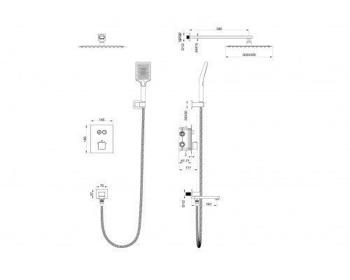 Заказать Душевая система с термостатом встраиваемая WONZON & WOGHAND, Брашированное золото (WW-88929003-BG) в магазине сантехники Santeh-Crystal.ru