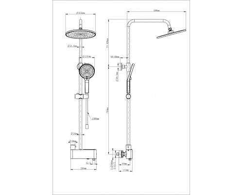 Душевая система с термостатом WONZON & WOGHAND, Хром (WW-B3110-CR)