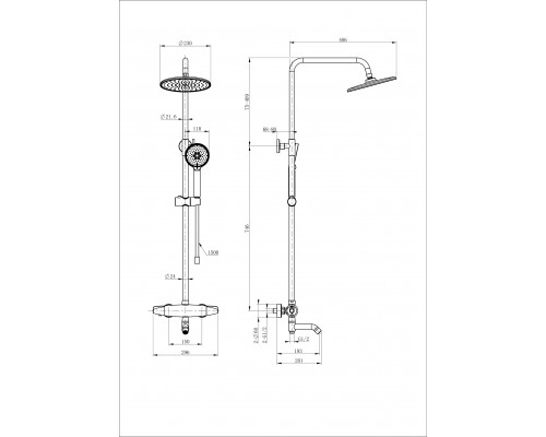 Купить Душевая система с термостатом WONZON & WOGHAND, Брашированное золото (WW-B3031-A3-BG) в магазине сантехники Santeh-Crystal.ru
