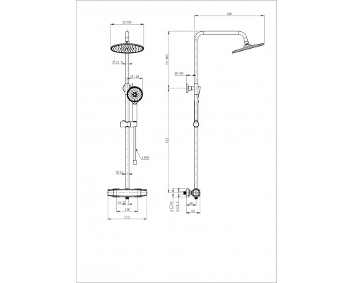 Душевая система с термостатом WONZON & WOGHAND, Темный графит (WW-B3035-A-BGG)