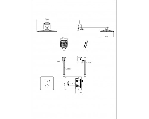 Душевая система с термостатом встраиваемая WONZON & WOGHAND, Темный графит (WW-B4003-BGG)