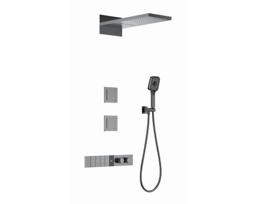 Душевая система с термостатом встраиваемая WONZON & WOGHAND, Темный графит (WW-D4538-A-BGG)