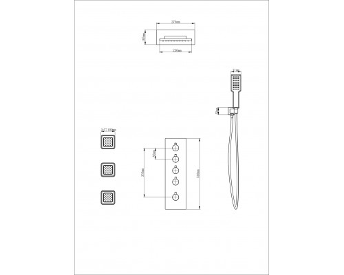 Душевая система с термостатом встраиваемая WONZON & WOGHAND, Черный матовый (WW-D4100-MB)