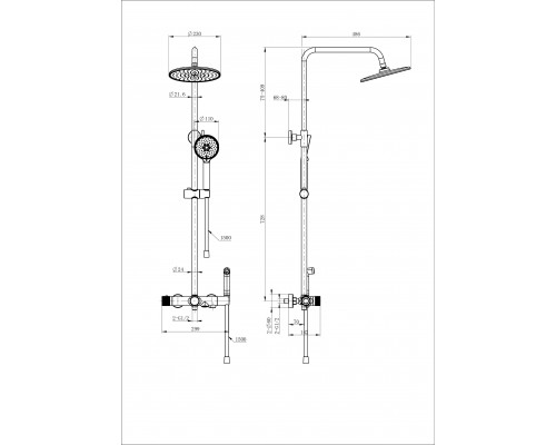 Заказать Душевая система с термостатом WONZON & WOGHAND, Черный матовый (WW-B3097-A-MB) в магазине сантехники Santeh-Crystal.ru