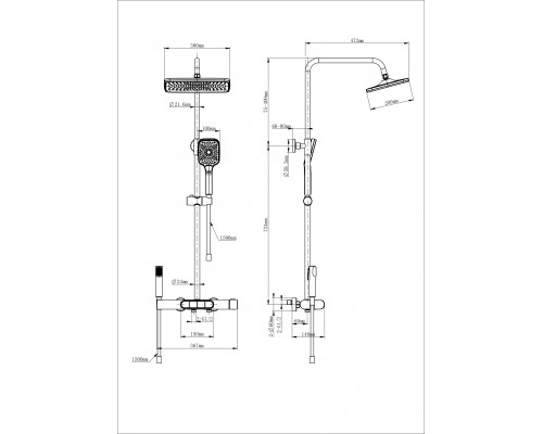 Душевая система с термостатом WONZON & WOGHAND, Брашированное золото (WW-B4129-BG)