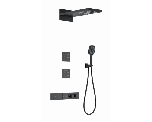 Душевая система с термостатом встраиваемая WONZON & WOGHAND, Черный матовый (WW-D4538-A-MB)