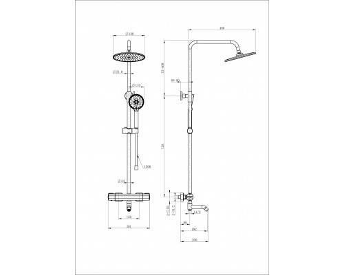 Заказать Душевая система с термостатом WONZON & WOGHAND, Темный графит (WW-B3051-A1-BGG) в магазине сантехники Santeh-Crystal.ru