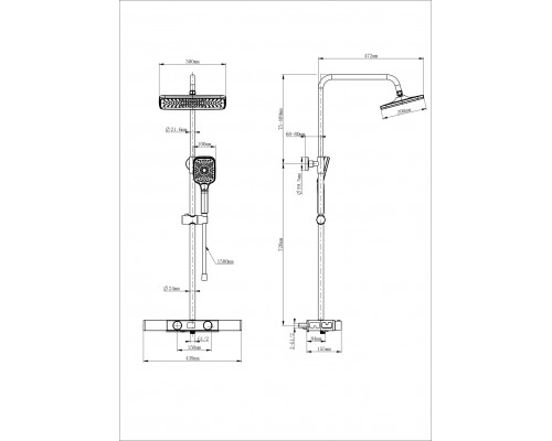 Душевая система с термостатом WONZON & WOGHAND, Брашированное золото (WW-B3552-BG)