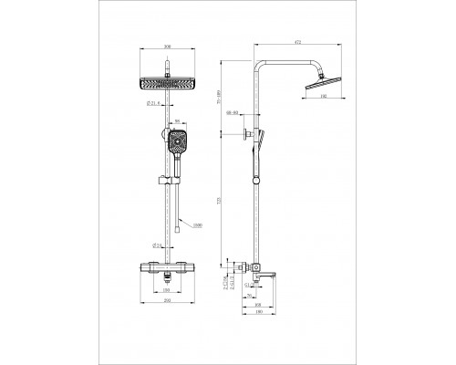 Душевая система с термостатом WONZON & WOGHAND, Темный графит (WW-B3016-T1-BGG)