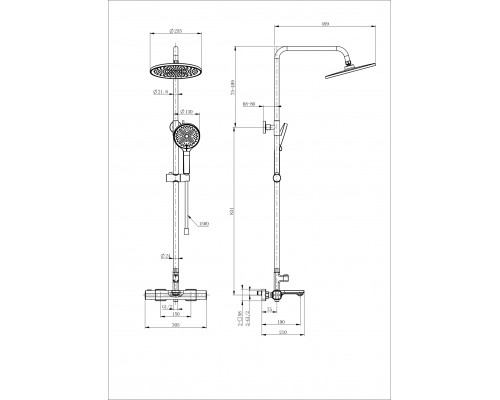 Душевая система с термостатом WONZON & WOGHAND, Темный графит (WW-C3011-A-BGG)
