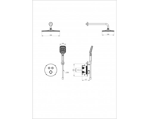 Приобрести Душевая система с термостатом встраиваемая WONZON & WOGHAND, Черный матовый (WW-D2017-A-MB) в магазине сантехники Santeh-Crystal.ru