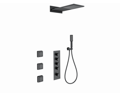 Душевая система с термостатом встраиваемая WONZON & WOGHAND, Черный матовый (WW-D4100-MB)