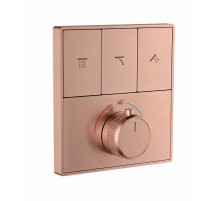 Термостатическая панель смесителя встраиваемая на 3 потребителя WONZON & WOGHAND, Брашированное розовое золото (WW-INF363A-BRG)