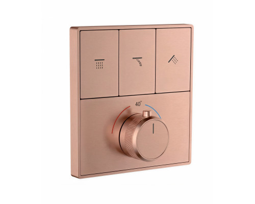 Термостатическая панель смесителя встраиваемая на 3 потребителя WONZON & WOGHAND, Брашированное розовое золото (WW-INF363A-BRG)