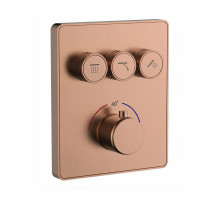 Термостатическая панель смесителя встраиваемая на 3 потребителя WONZON & WOGHAND, Брашированное розовое золото (WW-INF323A-BRG)
