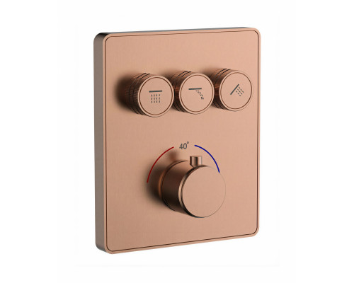 Термостатическая панель смесителя встраиваемая на 3 потребителя WONZON & WOGHAND, Брашированное розовое золото (WW-INF323A-BRG)