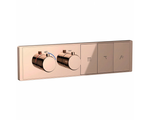 Термостатическая панель смесителя встраиваемая на 3 потребителя WONZON & WOGHAND, Розовое золото (WW-INF163A-RG)