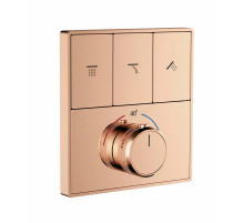 Термостатическая панель смесителя встраиваемая на 3 потребителя WONZON & WOGHAND, Розовое золото (WW-INF363A-RG)