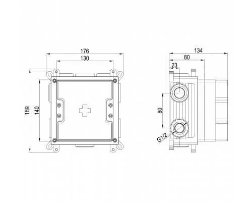 Скрытая часть термостатического смесителя на 3 потребителя WONZON & WOGHAND (WW-INB323A)