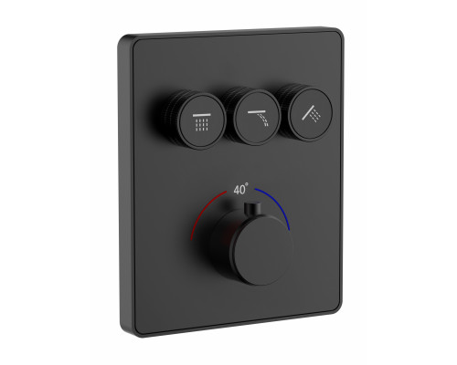 Термостатическая панель смесителя встраиваемая на 3 потребителя WONZON & WOGHAND, Черный матовый (WW-INF323A-MB)