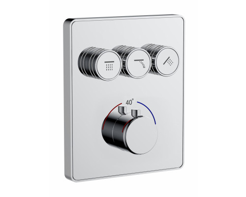 Термостатическая панель смесителя встраиваемая на 3 потребителя WONZON & WOGHAND, Хром (WW-INF323A-CR)