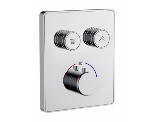 Термостатическая панель смесителя встраиваемая на 2 потребителя WONZON & WOGHAND, Хром (WW-INF322A-CR)