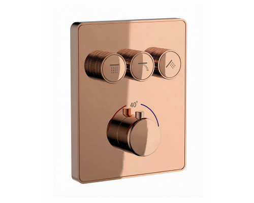 Термостатическая панель смесителя встраиваемая на 3 потребителя WONZON & WOGHAND, Розовое золото (WW-INF323A-RG)