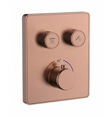 Термостатическая панель смесителя встраиваемая на 2 потребителя WONZON & WOGHAND, Брашированное розовое золото (WW-INF322A-BRG)