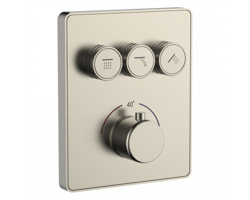 Термостатическая панель смесителя встраиваемая на 3 потребителя WONZON & WOGHAND, Брашированный никель (WW-INF323A-BN)