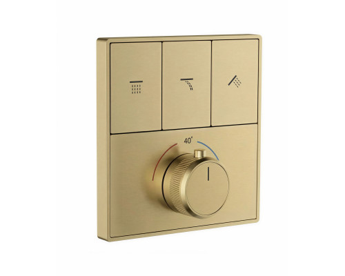 Термостатическая панель смесителя встраиваемая на 3 потребителя WONZON & WOGHAND, Брашированное золото (WW-INF363A-BG)