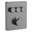 Термостатическая панель смесителя встраиваемая на 3 потребителя WONZON & WOGHAND, Темный графит (WW-INF323A-GM)