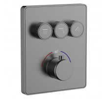 Термостатическая панель смесителя встраиваемая на 3 потребителя WONZON & WOGHAND, Темный графит (WW-INF323A-GM)