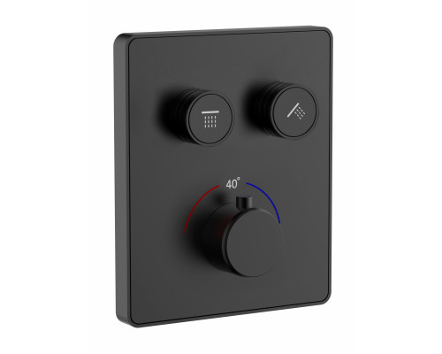 Термостатическая панель смесителя встраиваемая на 2 потребителя WONZON & WOGHAND, Черный матовый (WW-INF322A-MB)