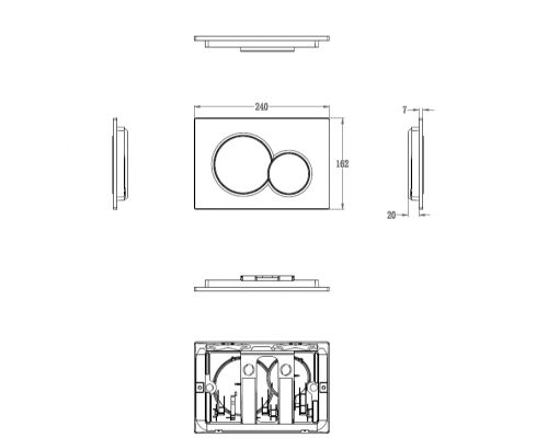 Кнопка смыва для инсталляции WONZON & WOGHAND, Хром (WW-IB232-CR)